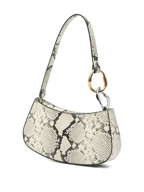 STAUD Ollie snakeskin hardware tote bag - White