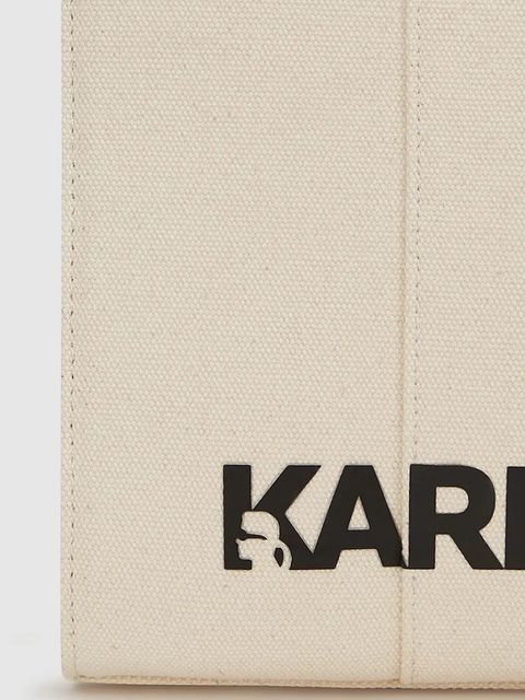 Karl Lagerfeld torebka bawełniana IKON kolor beżowy A4W50053