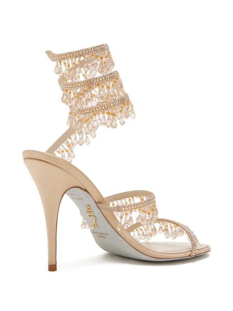 René Caovilla 100mm Chandelier crystal-embellished sandals - Neutrals