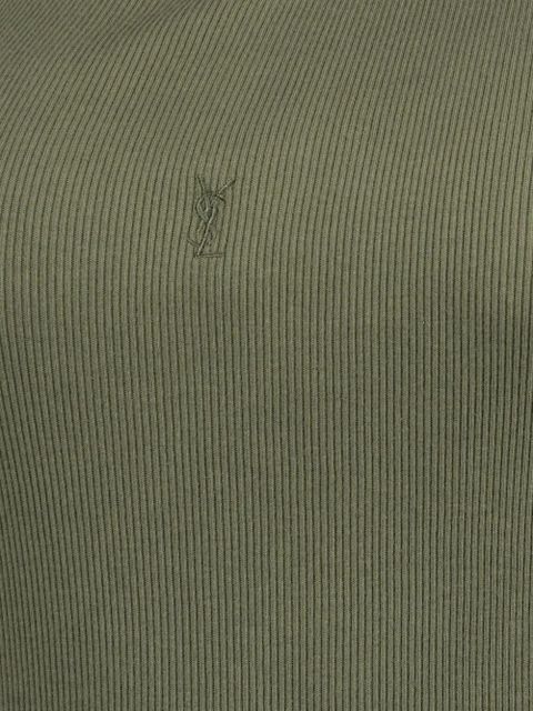 Saint Laurent logo-embroidered ribbed tank top - Green