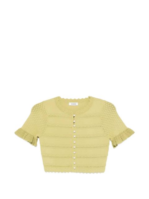 SANDRO pearl-embellishment T-shirt - Green - zdjęcie produktu nr 1