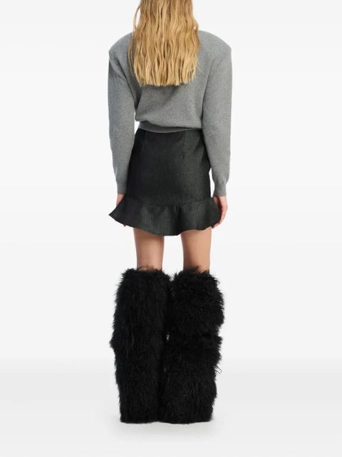 ROTATE BIRGER CHRISTENSEN ruffle-denim mini skirt - Black - zdjęcie produktu nr 2