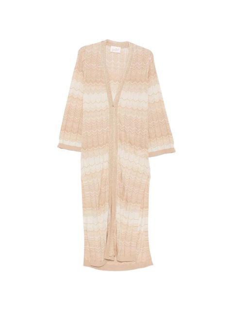 MC2 Saint Barth Tonia chevron-knit lurex-detail cardigan - Neutrals - zdjęcie produktu nr 1