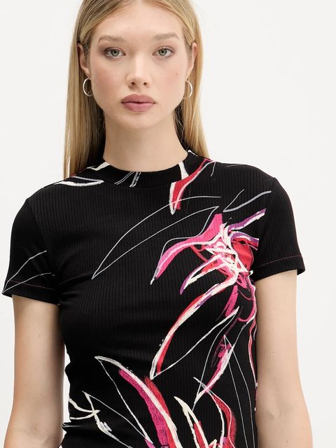 Desigual t-shirt LALA damski kolor czarny 25WWTK16