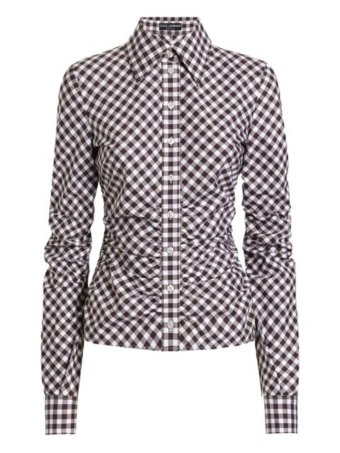 Dolce & Gabbana gingham-check gathered shirt - Black - zdjęcie produktu nr 1