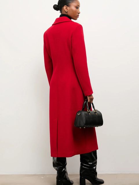 Answear.LAB płaszcz wełniany kolor czerwony przejściowy dwurzędowy