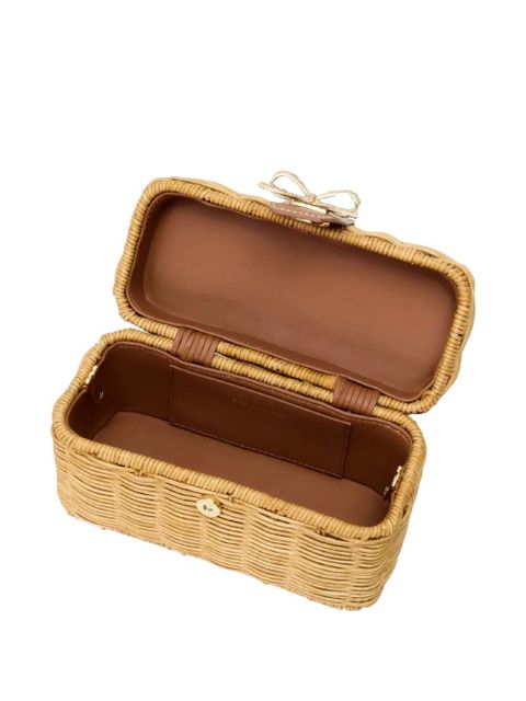 Self-Portrait bow-detail cherry-charm tote bag - Neutrals