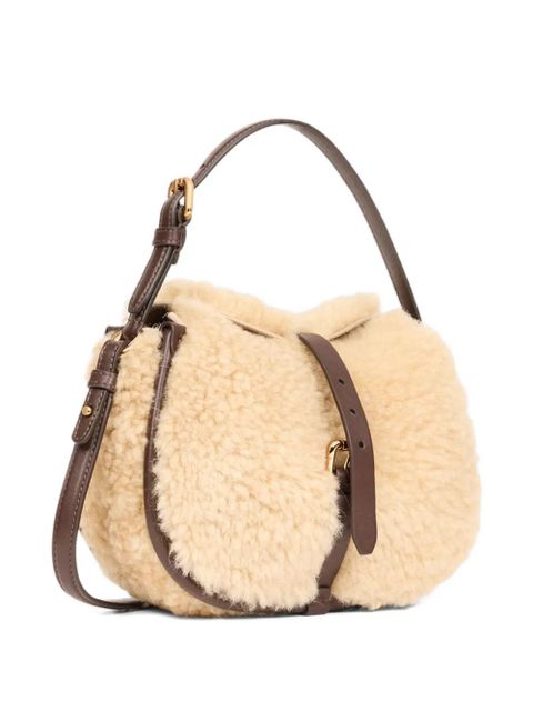 ETRO shearling-embellished cross body bag - Neutrals