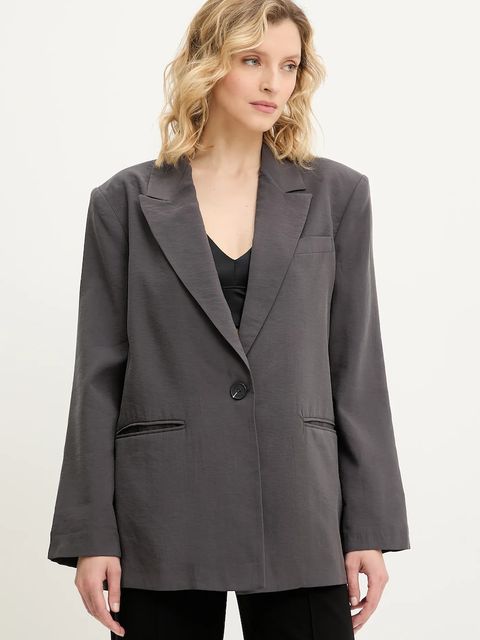 Answear.LAB marynarka kolor szary oversize gładka - zdjęcie produktu nr 1