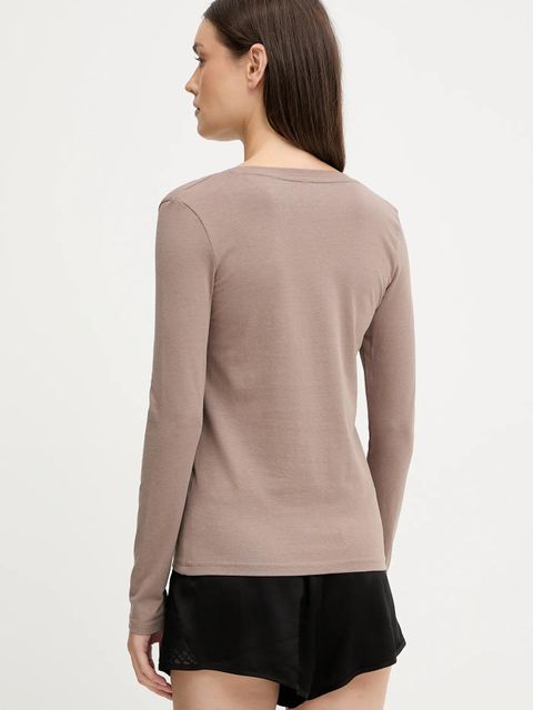 Guess longsleeve NEW CARRIE kolor brązowy O5RI00 KBBU1