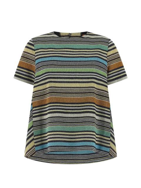 Missoni lamé striped asymmetric-hem T-shirt - Black - zdjęcie produktu nr 1