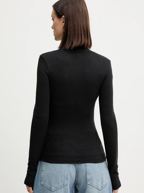 Guess sweter ANITA damski kolor czarny lekki z półgolfem W4BP14 KCGM2