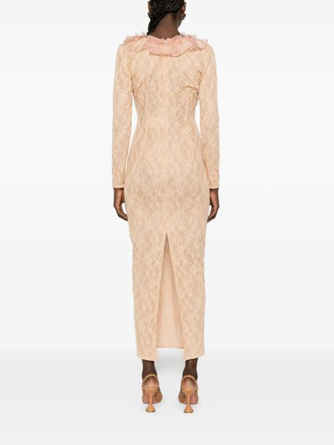 Alessandra Rich ruffled midi dress - Neutrals