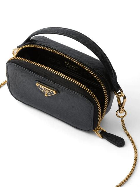 Prada Saffiano-leather triangle-logo mini bag - Black