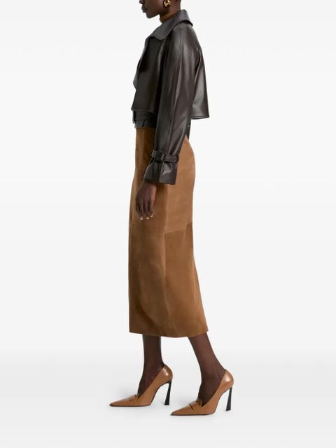 Nour Hammour leather belted jacket - Brown