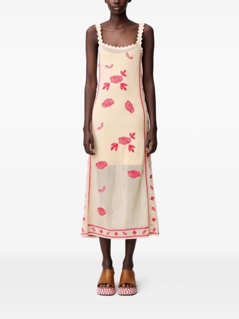 Claudie Pierlot floral-print scalloped-hem knitted dress - Neutrals - zdjęcie produktu nr 2