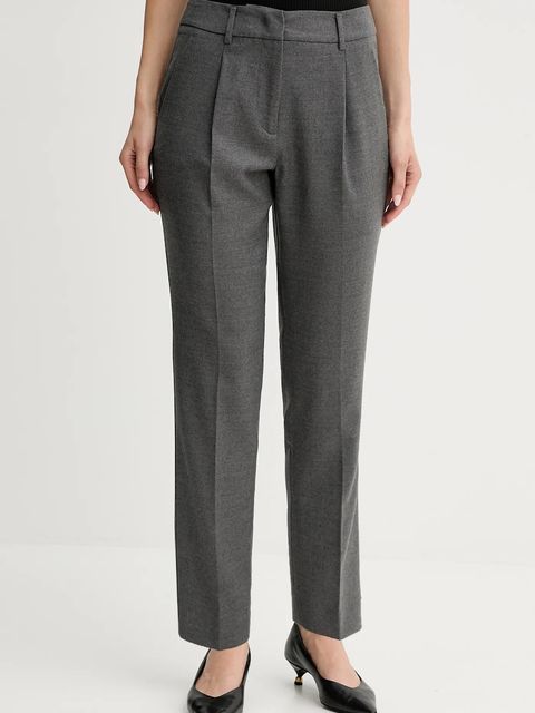 Weekend Max Mara spodnie z wełną CALDAIA damskie kolor szary fason chinos high waist 2525136152600 - zdjęcie produktu nr 1