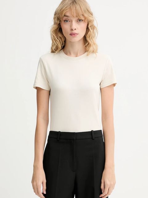 Calvin Klein t-shirt bawełniany damski kolor beżowy LV044C216G - zdjęcie produktu nr 1