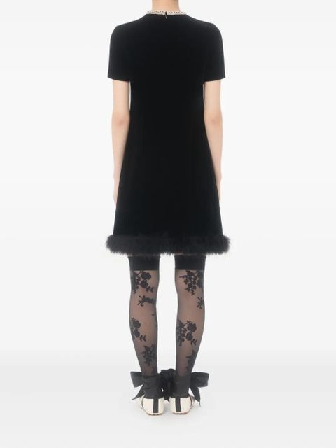 Valentino Garavani embroidered-bows feather mini dress - Black