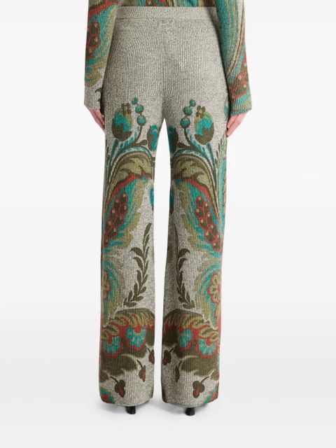 ETRO ribbed paisley-print trousers - Grey