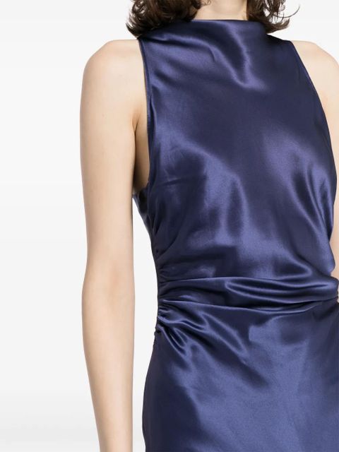 Reformation Casette draped silk dress - Blue