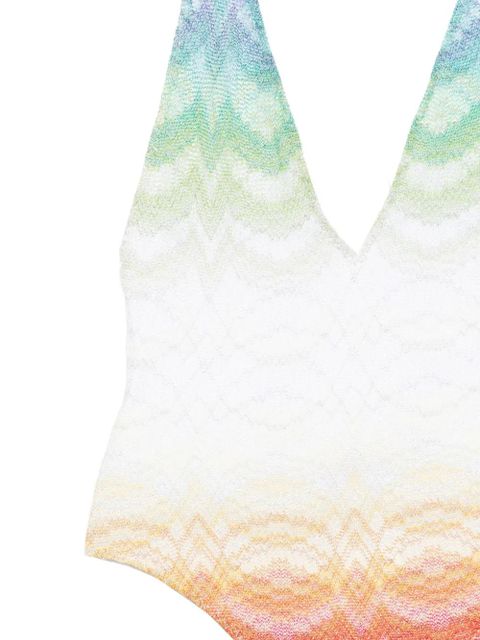 Missoni v-neck chevron swimsuit - White