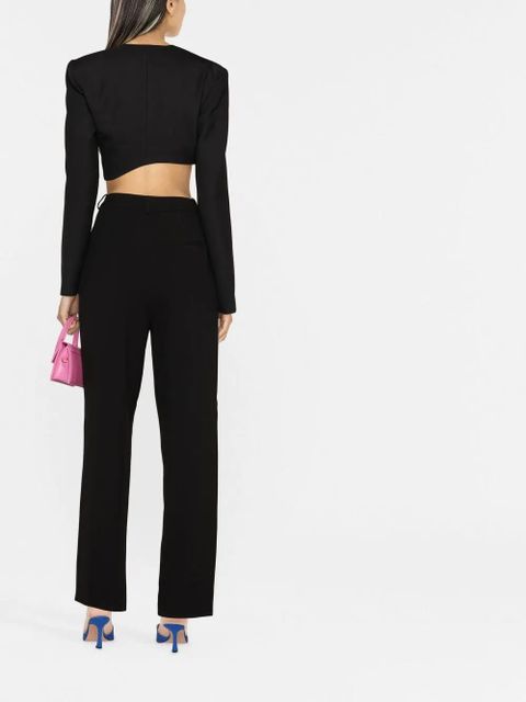 Self-Portrait high-waist straight trousers - Black