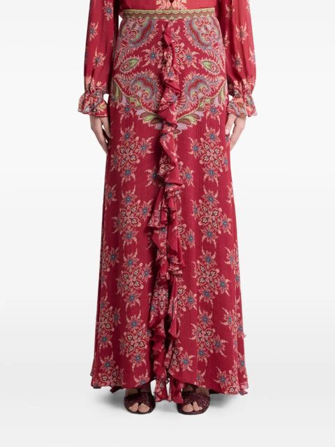 ETRO paisley-print high-rise skirt - Red