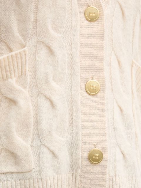 Tommy Hilfiger kardigan wełniany kolor beżowy WW0WW43089