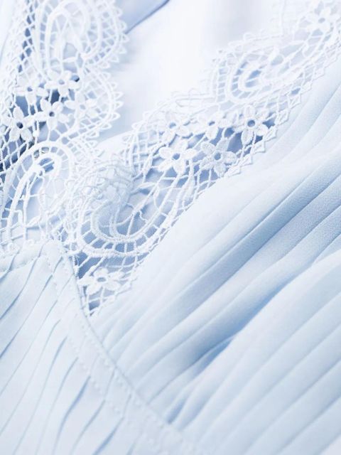 Self-Portrait lace-detail belted dress - Blue