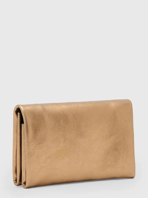 AllSaints portfel skórzany HARLUNA damski kolor złoty W205XD