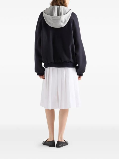 Prada ribbed knit hooded jacket - Blue