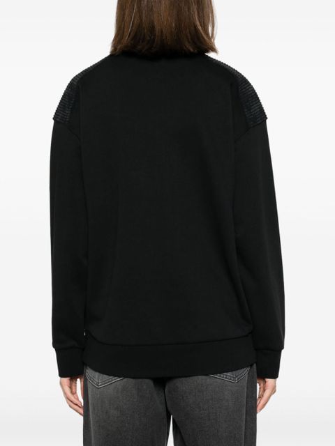 Moncler logo-embroidered cotton-blend sweatshirt - Black