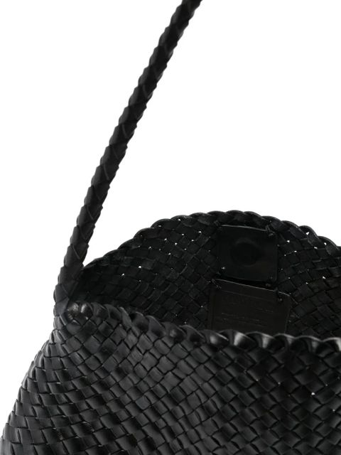 DRAGON DIFFUSION braided leather beach bag - Black