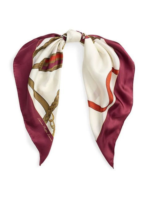 Lauren Ralph Lauren apaszka jedwabna damski kolor beżowy wzorzysta 454P09781 - zdjęcie produktu nr 1