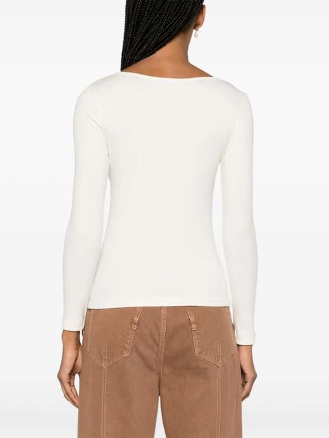 PINKO cut-out detailed ribbed top - White