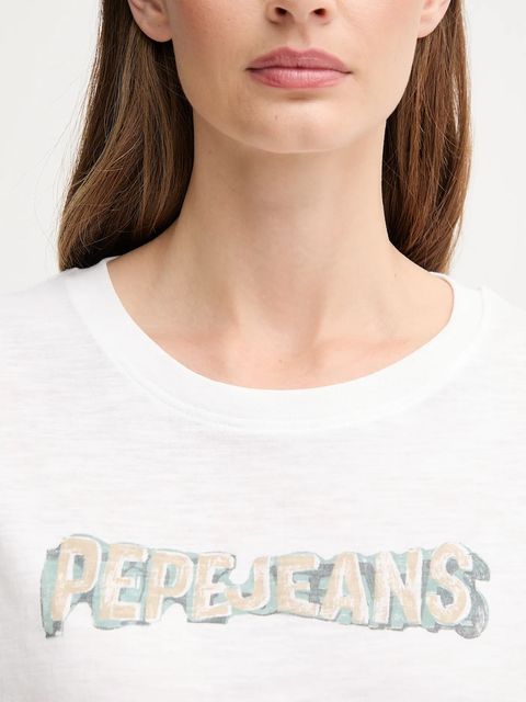 Pepe Jeans t-shirt bawełniany damski kolor biały PL5000013