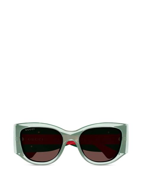 Gucci Eyewear logo geometic-frame sunglasses - Green - zdjęcie produktu nr 1