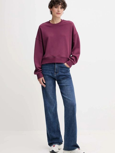 United Colors of Benetton bluza bawełniana damska kolor fioletowy z nadrukiem 3UNID109A