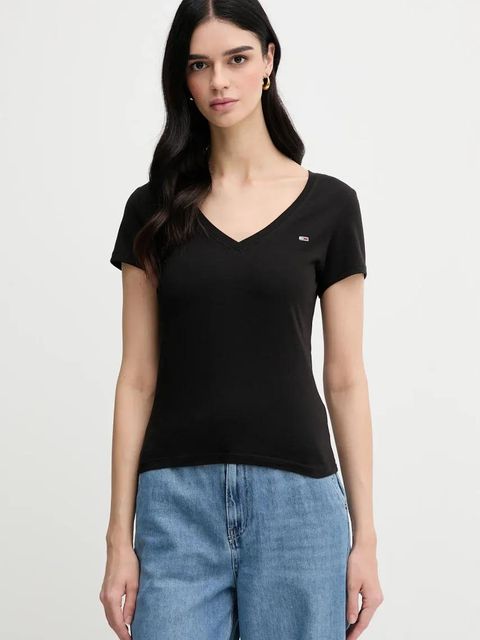 Tommy Jeans t-shirt bawełniany 2-pack damski kolor czarny DW0DW21367 - zdjęcie produktu nr 1