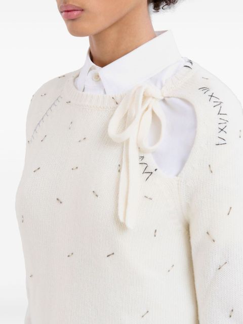 Marni bead-embellished sweater - Neutrals