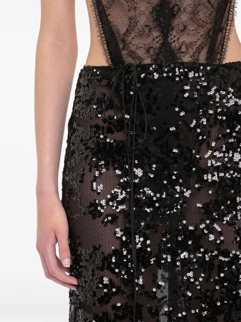 Victoria Beckham sequin-embellished pencil midi skirt - Black