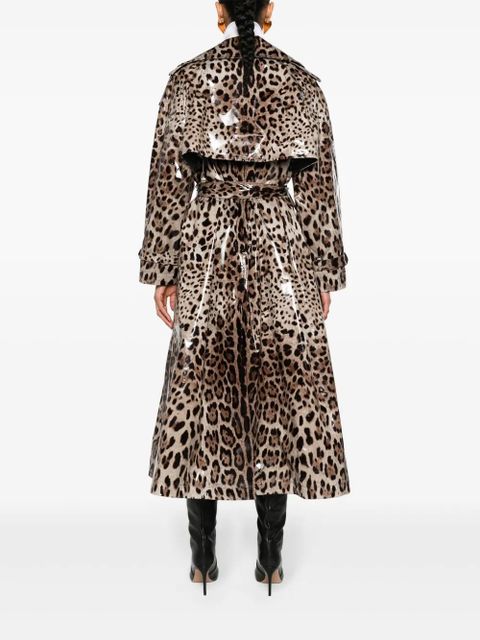 Dolce & Gabbana leopard-print belted trench coat - Neutrals