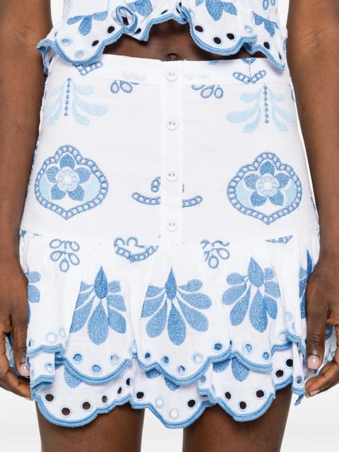 Charo Ruiz Ibiza Leora embroidered mini skirt - White