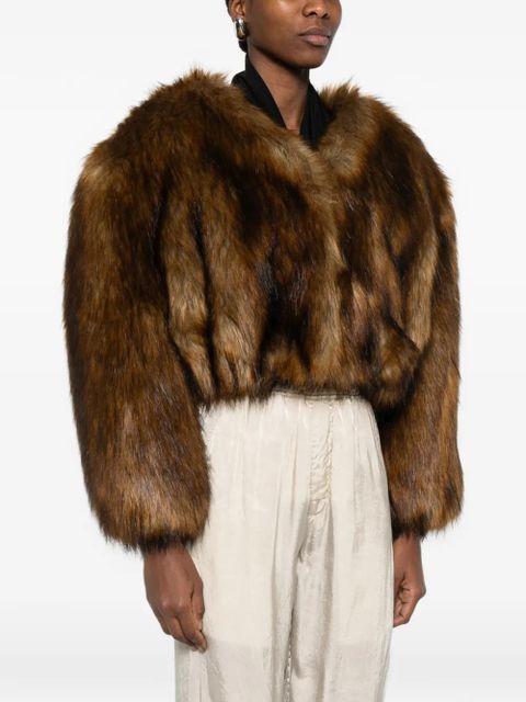 Alexander Wang cropped faux fur jacket - Brown