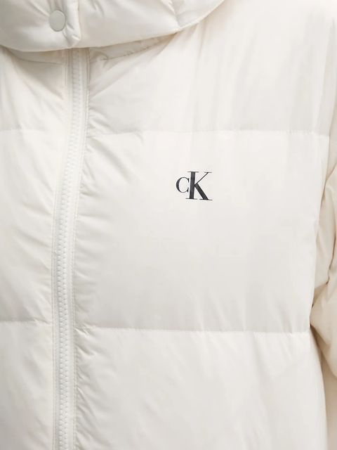 Calvin Klein Jeans kurtka puchowa kolor beżowy zimowa LV047D502G