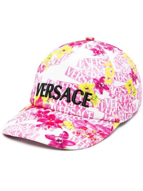 Versace floral-print embroidered-logo baseball cap - White