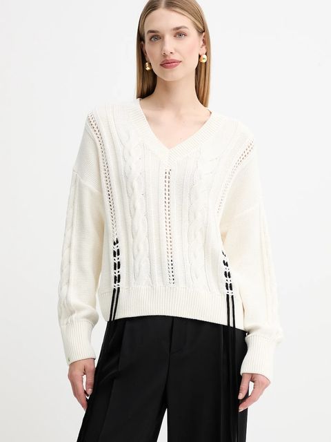 BOSS Orange sweter bawełniany damski kolor beżowy 50545875 - zdjęcie produktu nr 1