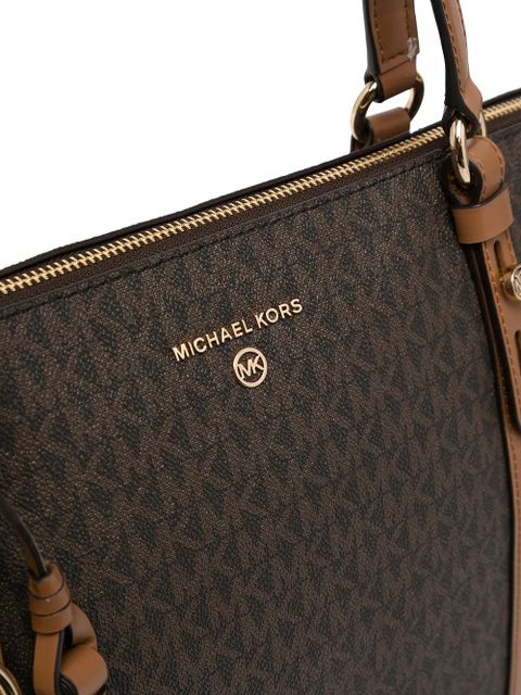 Michael Kors monogram-print leather tote bag - Brown