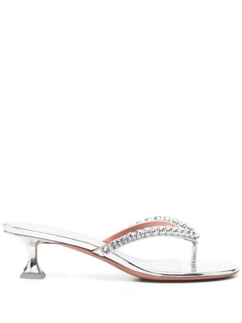 Amina Muaddi 40mm crystal-embellished sandals - Silver - zdjęcie produktu nr 1